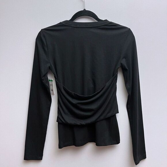 Vero Moda Women’s XS Black Nelly Ruched Knit Long Sleeve Corset Wrap Top - Picture 6 of 7